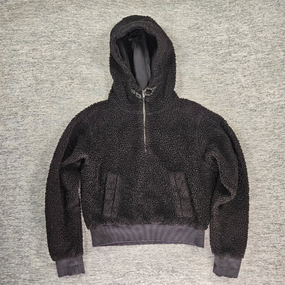 Lululemon Oh So Sherpa Half Zip Soft Fleece Hoodie Black Pullover Size 6
